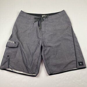 Rip Curl Board Shorts Men’s 36 Gray Surf Swim Trunks Cargo Drawstrings